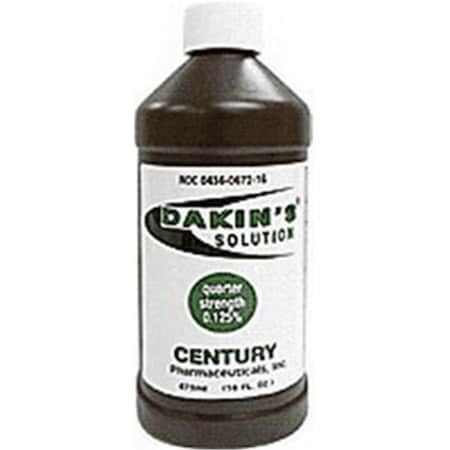 Century Pharmaceuticals 16 oz Dakins Solution Quarter Strength 125 Percent Bottle CK0436067216